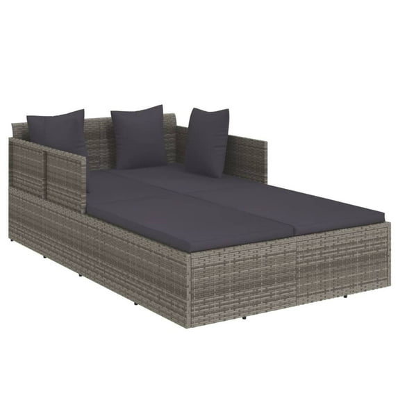 vidaXL Patio Daybed Outdoor Sunbed Wicker Furniture with Cushions Poly Rattan