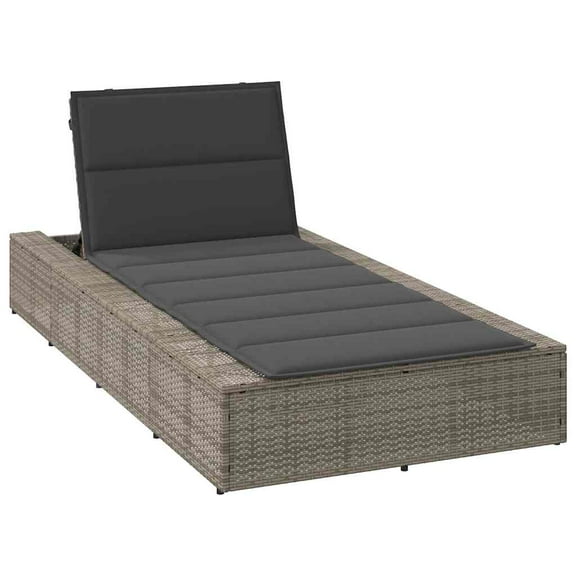 vidaXL Sunbed with Floating Cushion Gray Poly Rattan