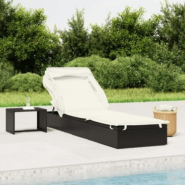 vidaXL Sunbed with Foldable Roof Patio Daybed Wicker Furniture Poly Rattan