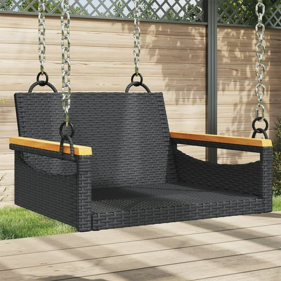 vidaXL Swing Bench Black 24.8"x24.4"x15.7" Poly Rattan