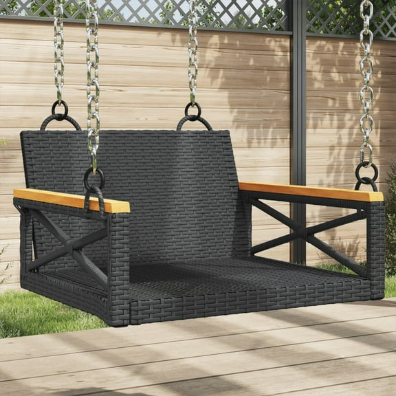 vidaXL Swing Bench Black 24.8"x24.4"x15.7" Poly Rattan