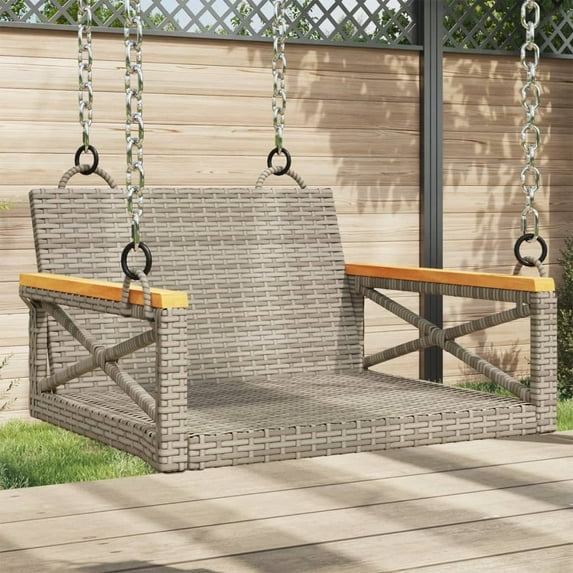 vidaXL Swing Bench Gray 24.8"x24.4"x15.7" Poly Rattan