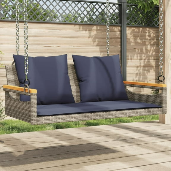 vidaXL Swing Bench with Cushions Hammock Chair Poly Rattan Brown/Gray/Black
