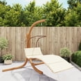 thumbnail image 1 of vidaXL Solid Poplar Wood Chair Porch Swings with Swing Chair and Cushion, Off-White, 1 of 10