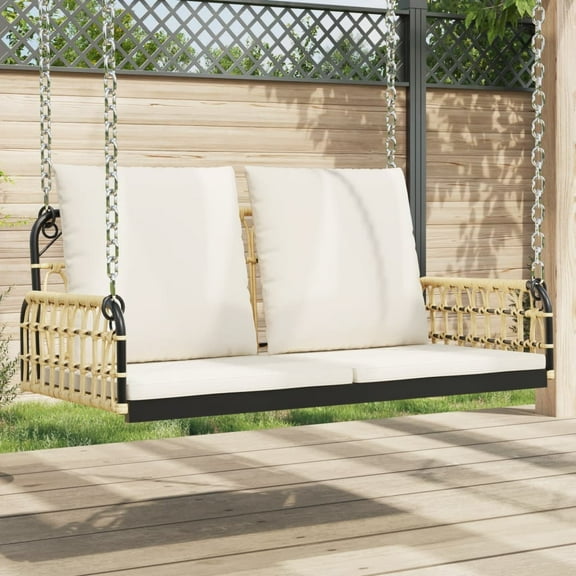 vidaXL Swing Chair with Cushions Outdoor Furniture Garden Poly Rattan and Steel