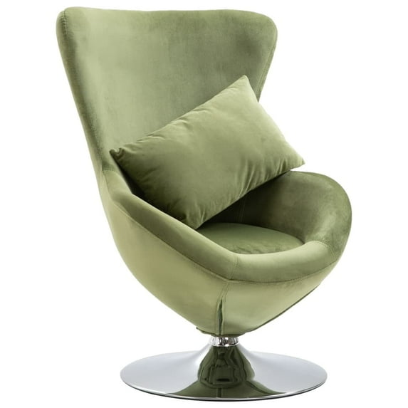 vidaXL Swivel Egg Chair with Cushion Light Green Velvet
