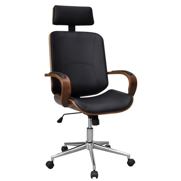 vidaXL Swivel Office Chair with Headrest Seat Bentwood Artificial Leather