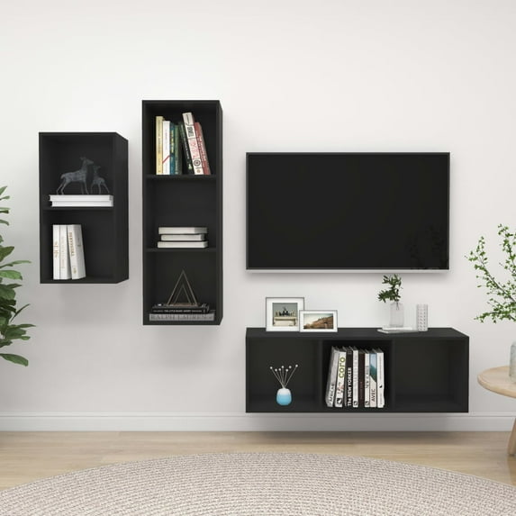 vidaXL TV Cabinet Set 3 Piece Chipboard HiFi Storage Stereo Unit Multi Colors