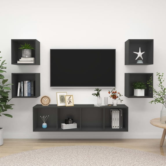 vidaXL TV Cabinet Set 5 Piece Chipboard Stereo Units Furniture Multi Colors