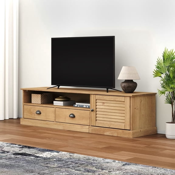 vidaXL TV Stand Entertainment Center with Storage Drawers VIGO Solid Wood Pine