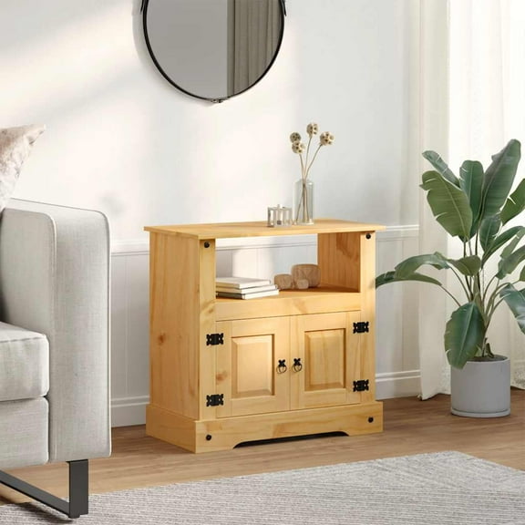 vidaXL TV Stand Corona Range Mexican Pine Ample Storage, Brown, 31.5 x 16.9 x 30.7 Inches