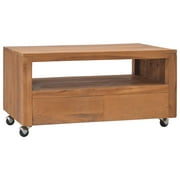 vidaXL TV Stand TV Unit Sideboard Home TV Console with Wheels Solid Teak Wood