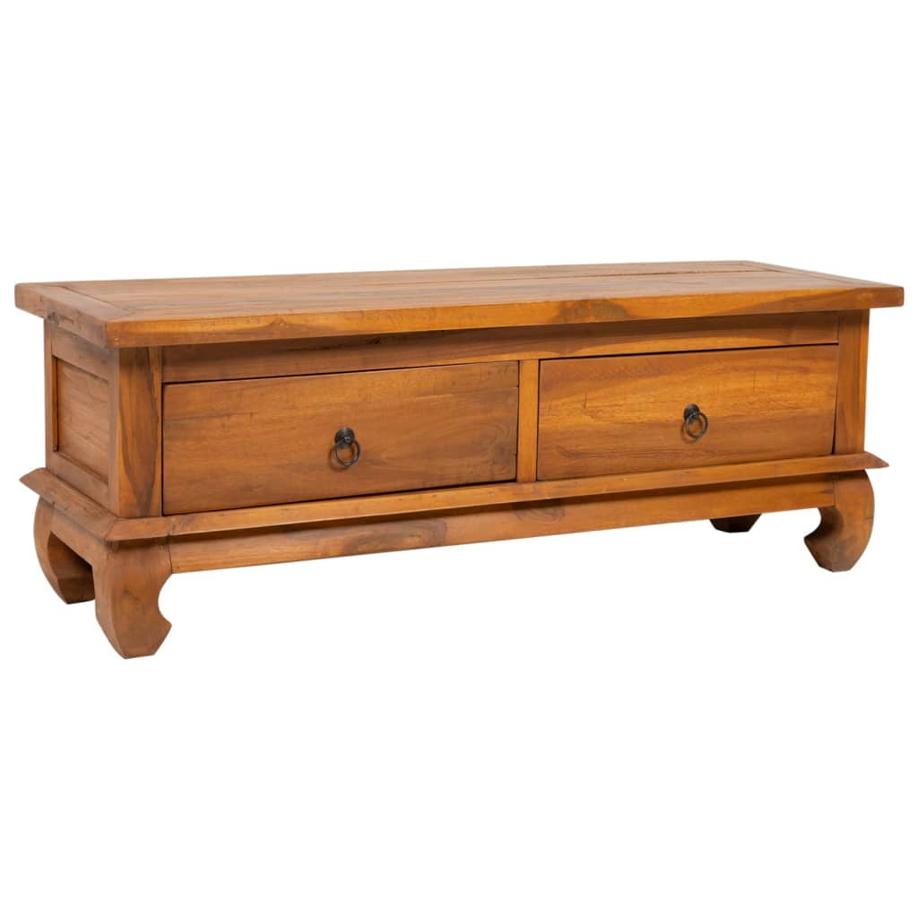 Teak Brown Colonial TV Stand with Drawers