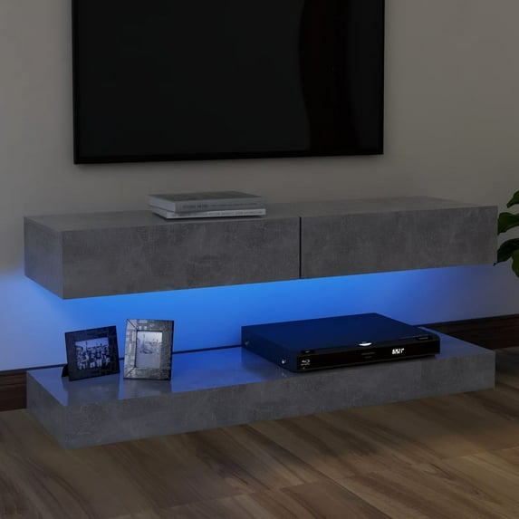 vidaXL TV Stand with LED Lights Concrete Gray 47.2"x13.8"
