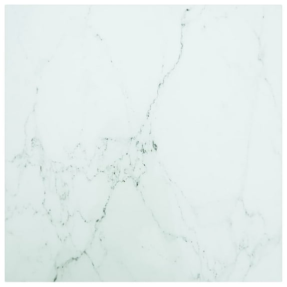 vidaXL Table Top White Tempered Glass Pattern Table Top Square