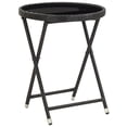 thumbnail image 1 of vidaXL Tea Table Black 23.6" Poly Rattan and Tempered Glass, 1 of 5