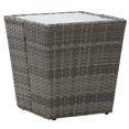 thumbnail image 1 of vidaXL Tea Table Gray 16.3"x16.3"x16.9" Poly Rattan and Tempered Glass, 1 of 5