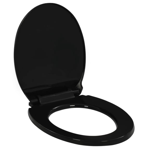 vidaXL Black Square Soft-Close Toilet Seat with Quick-Release Design