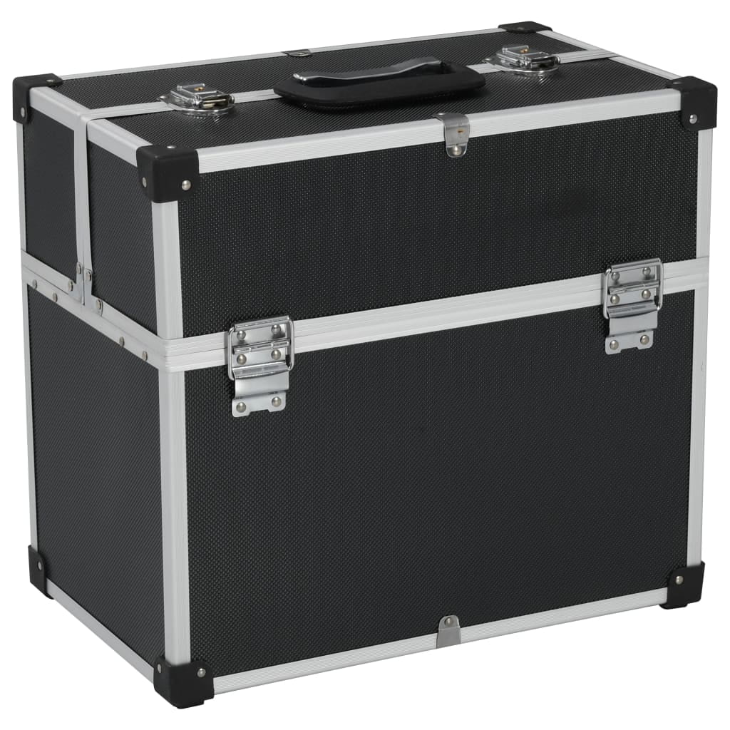 Black Aluminum and ABS Tool Case with Extendable Top and Trays