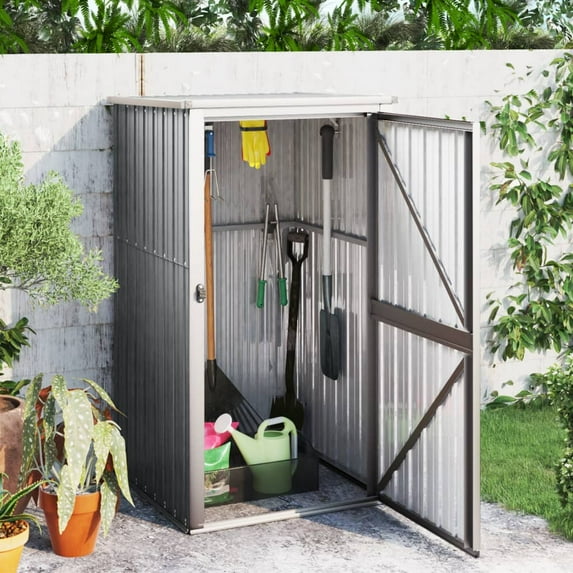 vidaXL Tool Shed Outdoor Storage Shed with Lockable Door Galvanized Steel