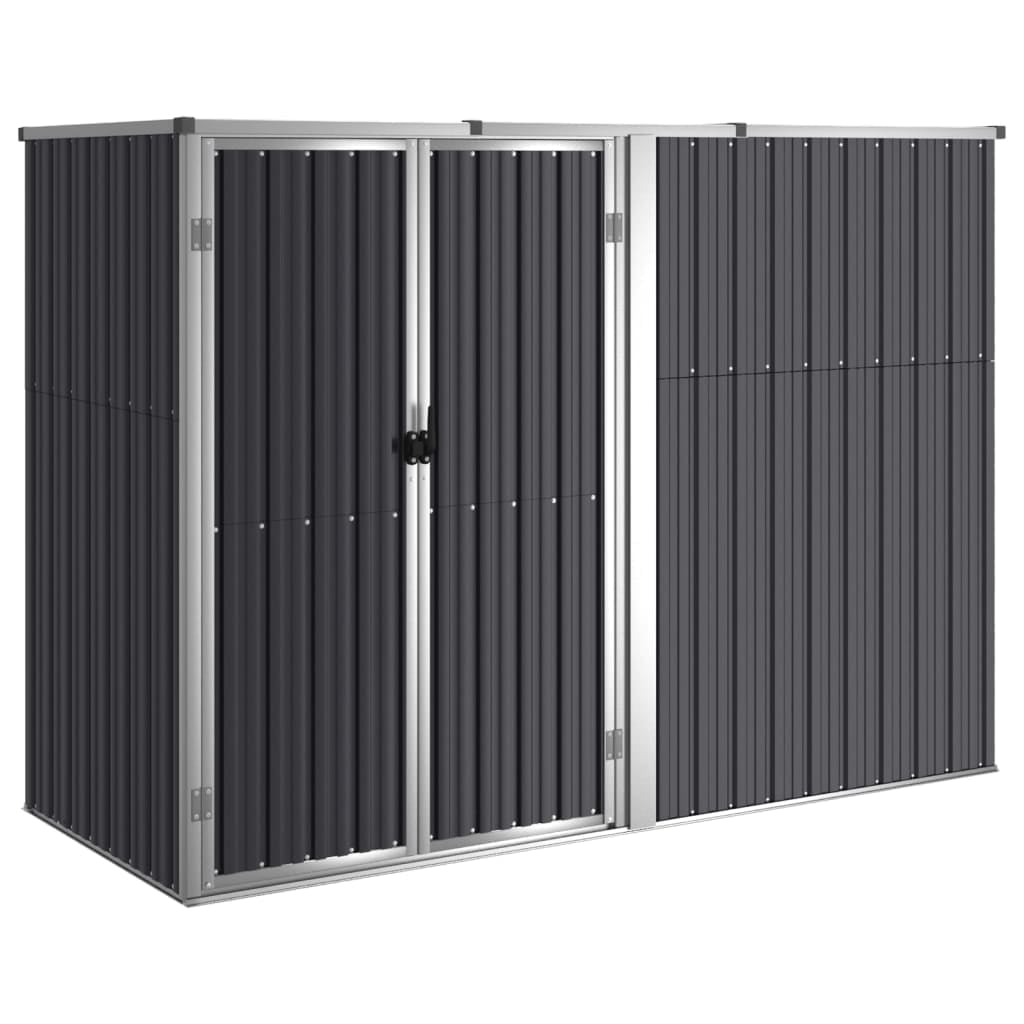 Anthracite Gray Galvanized Steel Lean-To Storage Shed, 88.6" x 35" x 63.4"