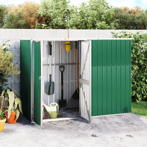 vidaXL Tool Shed Outdoor Storage Shed with Lockable Door Galvanized Steel