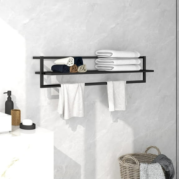 vidaXL Towel Rack Black Iron 37.4 in x 9.8 in x 8.7 in Towel Rack