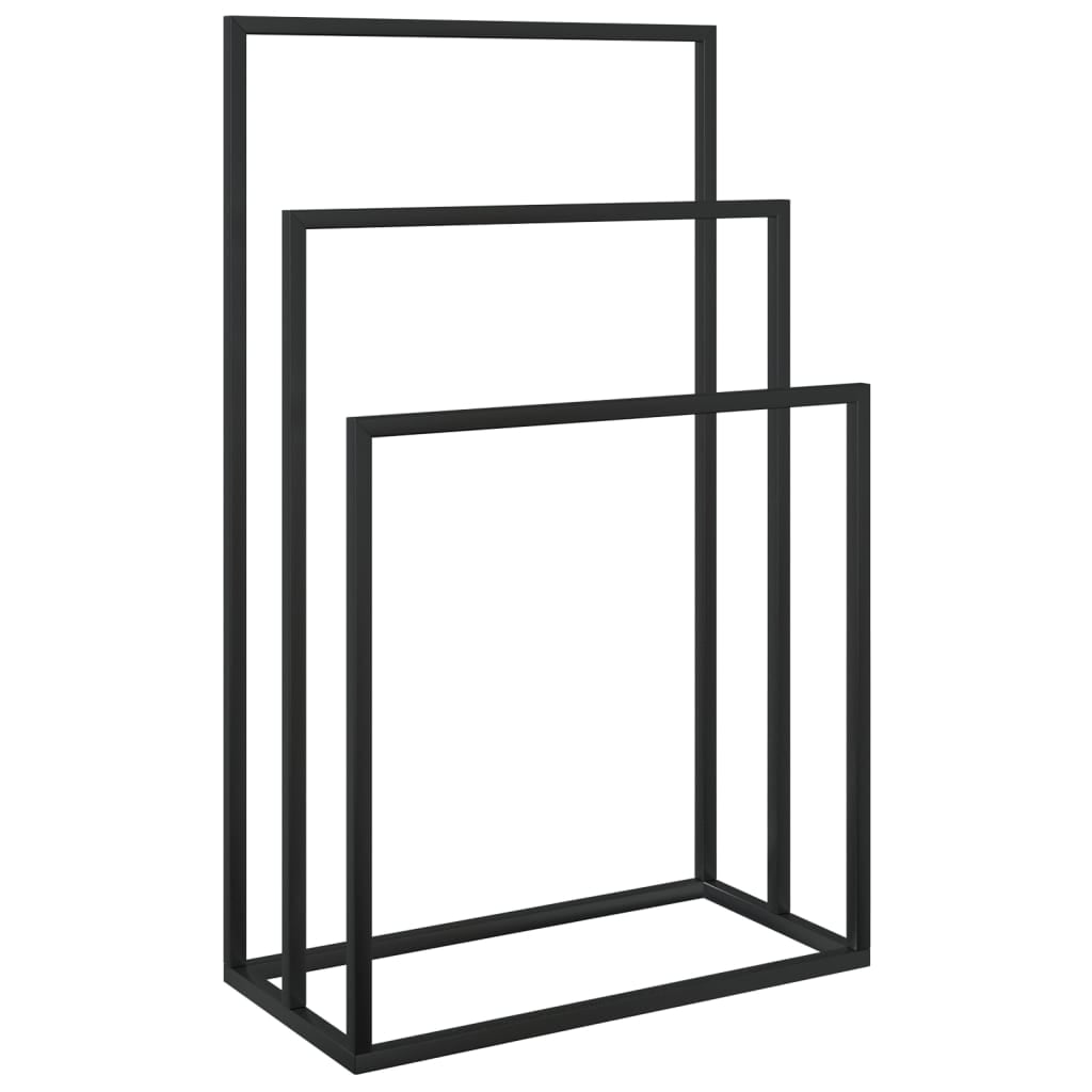 Black Iron Freestanding 3-Tier Towel Rack for Bathroom