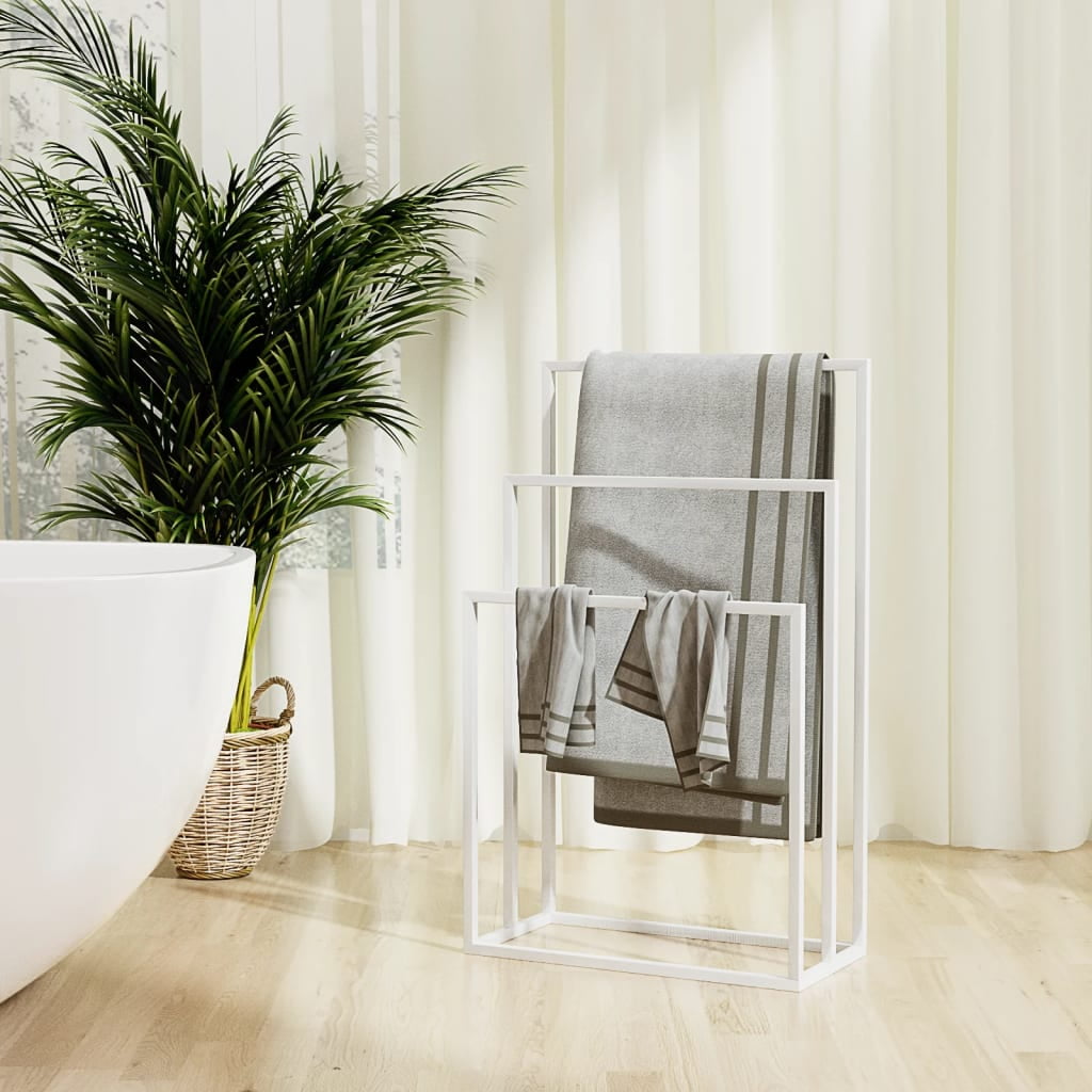 White Iron Freestanding 3-Tier Towel Rack