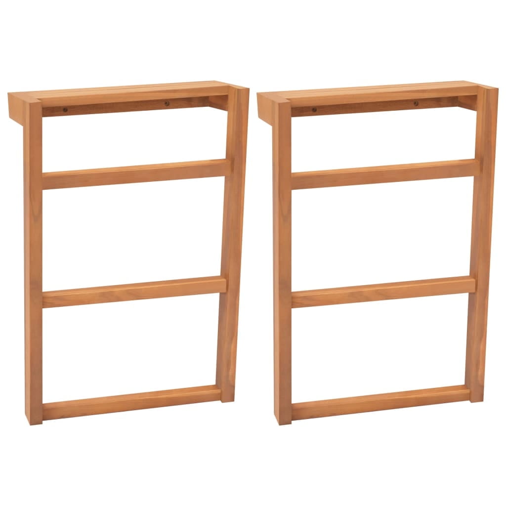 Solid Teak Wood Wall Mounted Towel Rack Set