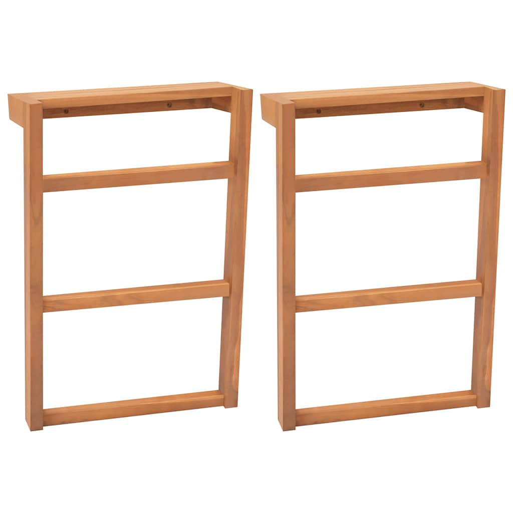 Solid Teak Wood Wall Mounted Towel Rack Set