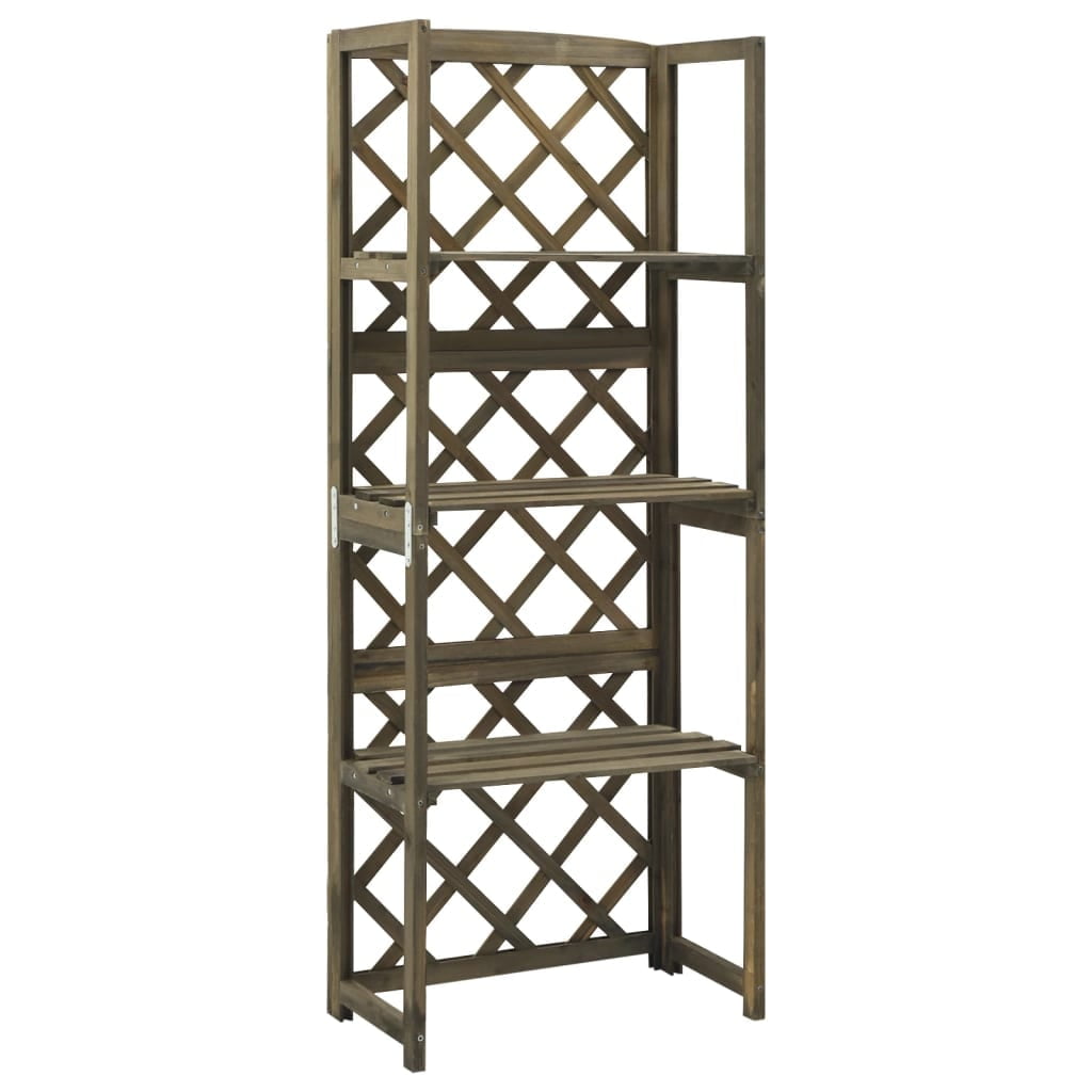 Gray Solid Fir Wood Trellis with Shelves for Climbing Plants