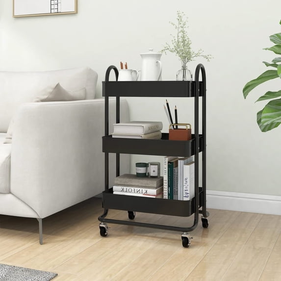 vidaXL 3-Tier Rolling Kitchen Storage Utility Cart Modern 1-Count