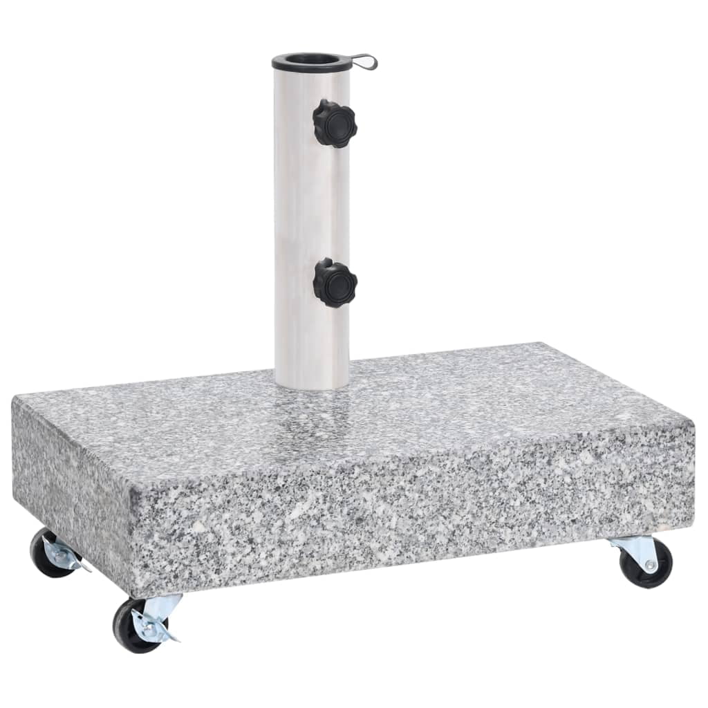 Light Gray Granite Wheeled Umbrella Base with Stainless Steel Tube
