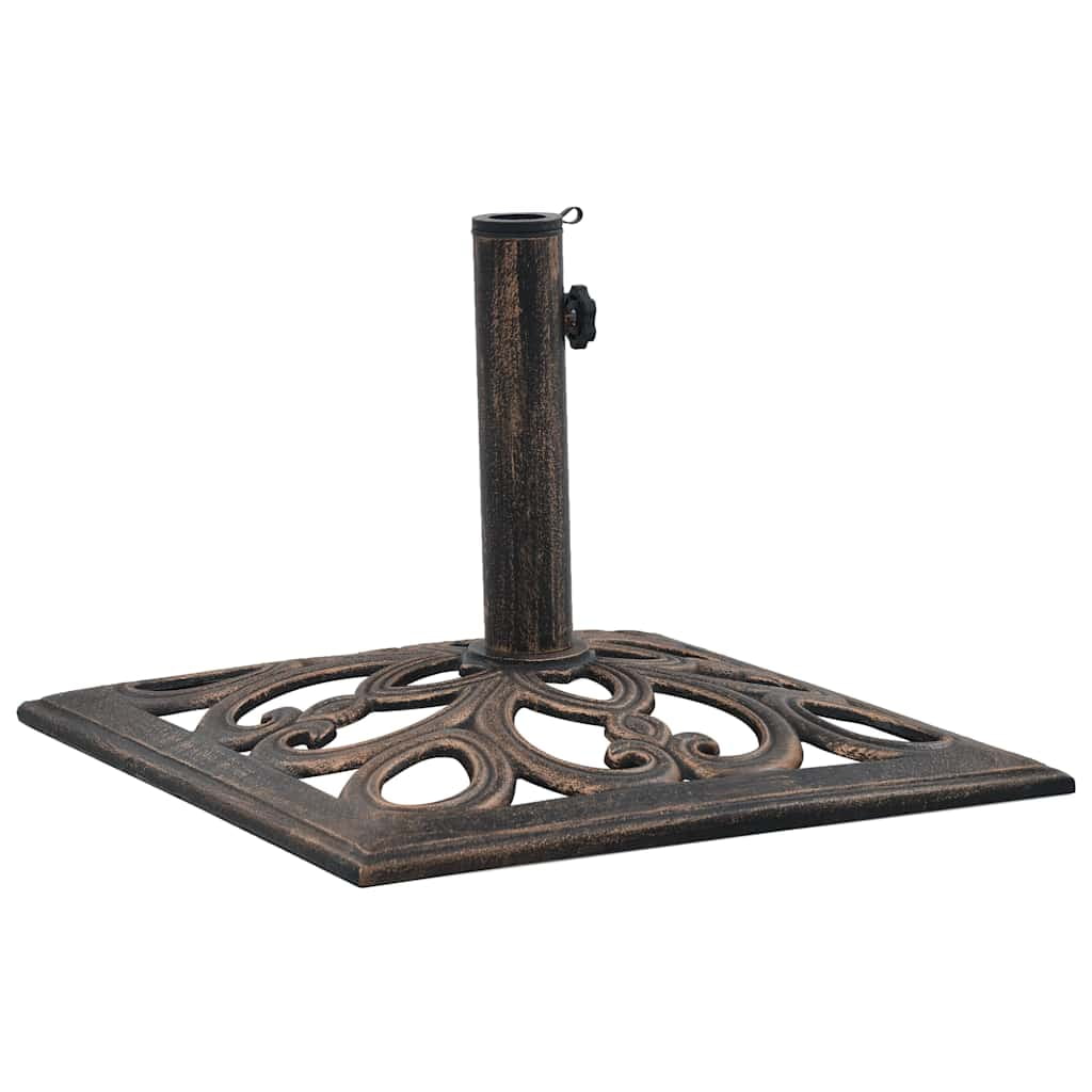 vidaXL Umbrella Base Bronze Cast iron Medium Umbrella Base Squarel Stand for Poles of 1.4"/1.5"/1.9"