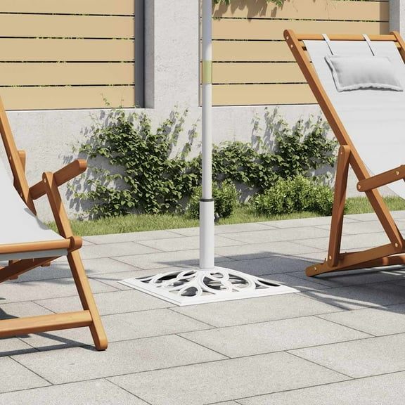 vidaXL White Cast Iron Patio Umbrella Base 1 Piece 26.5 lbs Parasol Stand for 1.4 1.5 1.9 in Poles