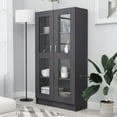thumbnail image 1 of vidaXL Vitrine Cabinet Gray 32.5"x12"x59.1" Chipboard, 1 of 76
