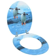 vidaXL WC Toilet Seat with Lid MDF Penguin Design - vidaXL WC Toilet Seat with Lid MDF Penguin Design