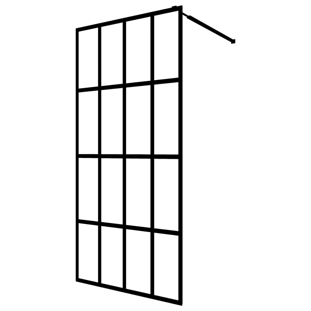 Frosted White Tempered Glass Walk-In Shower Screen with Black Frame