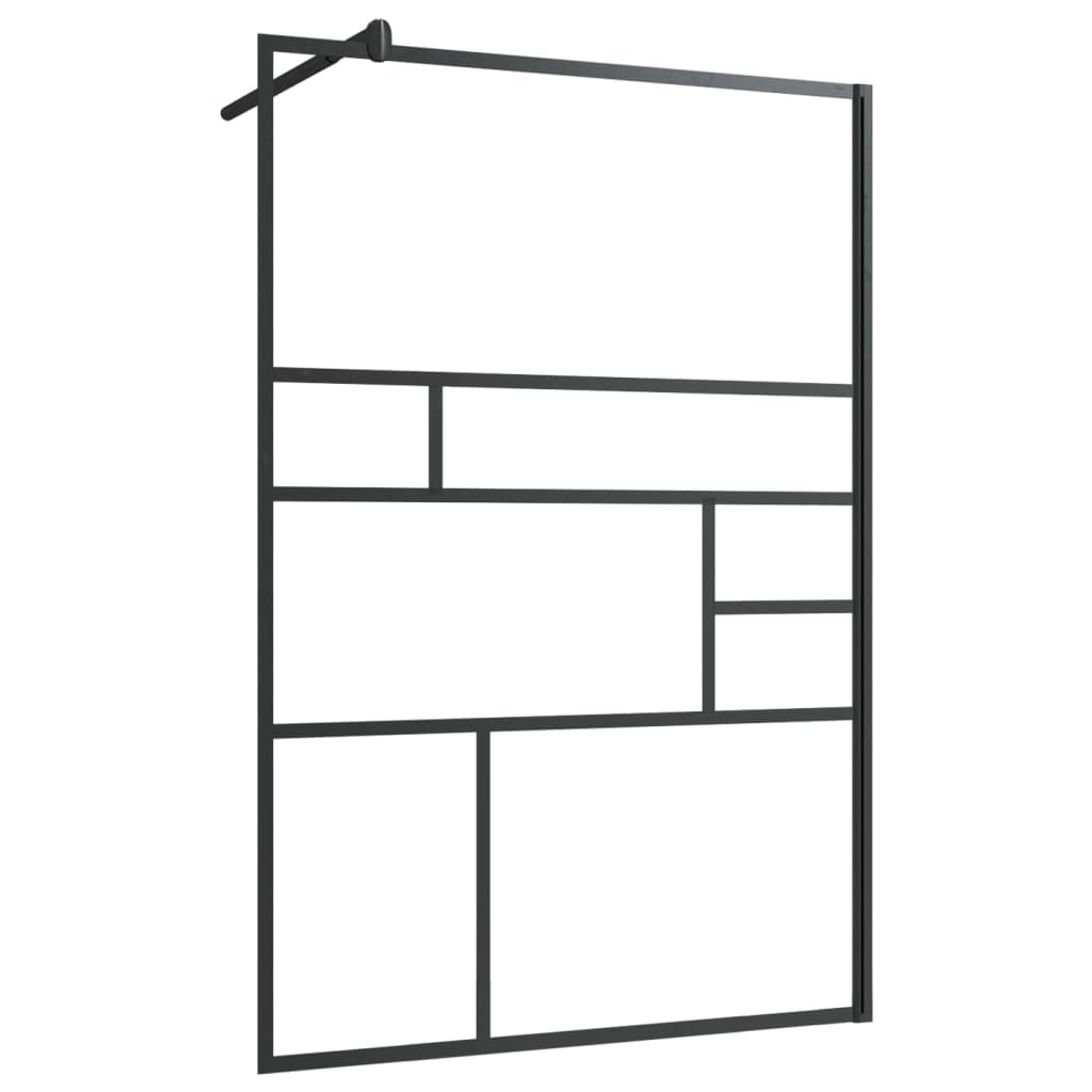 Modern Black Aluminum and Clear ESG Glass Walk-In Shower Wall