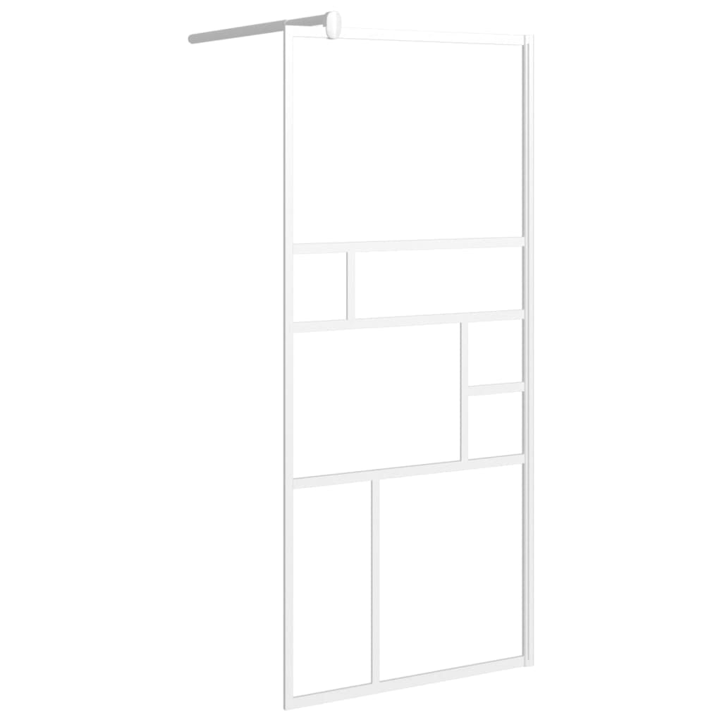 Modern White ESG Glass Walk-In Shower Wall with Adjustable Aluminum Frame