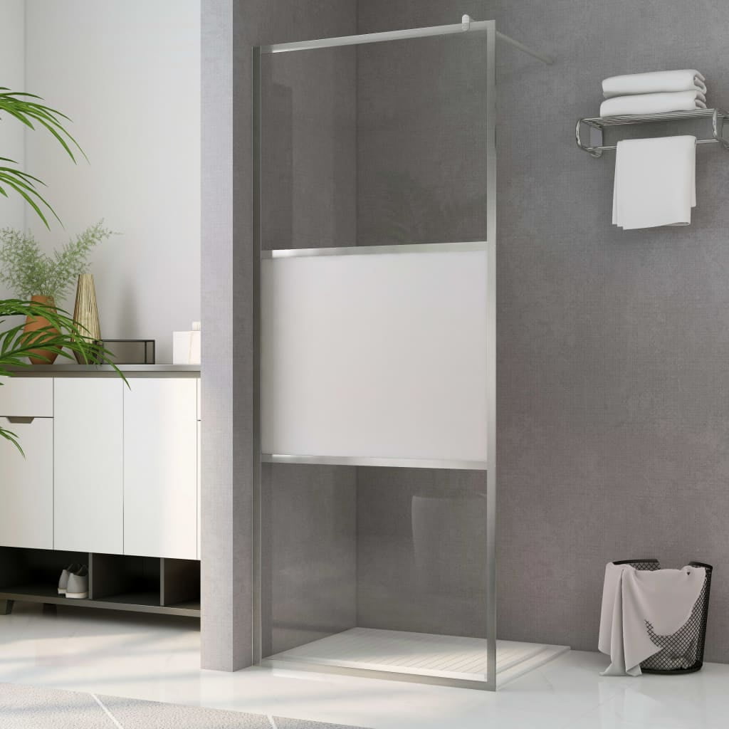 Modern Aluminum and ESG Glass Walk-In Shower Wall, 45.3" x 76.8"