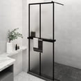 thumbnail image 1 of vidaXL Walk-in Shower Wall with Shelf Black 31.5"x76.8" ESG Glass&Aluminum, 1 of 9