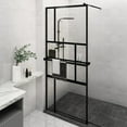thumbnail image 1 of vidaXL Walk-in Shower Wall with Shelf Black 35.4"x76.8" ESG Glass&Aluminum, 1 of 8