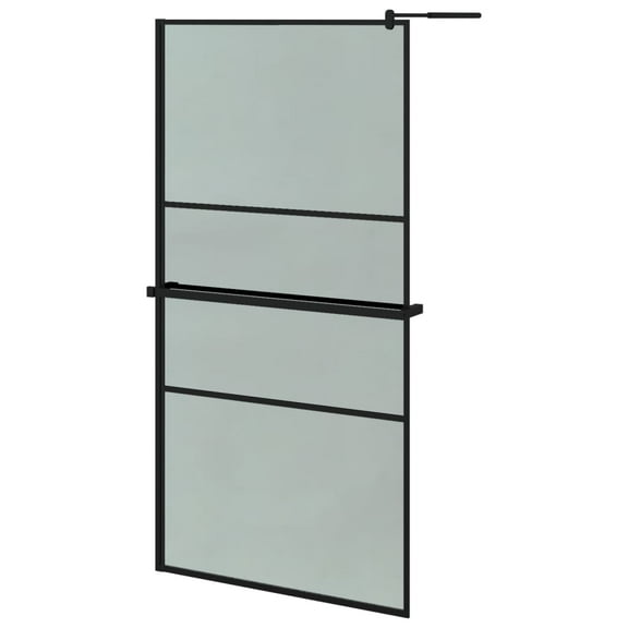 vidaXL Walk-in Shower Wall with Shelf Black 39.4"x76.8" ESG Glass&Aluminum