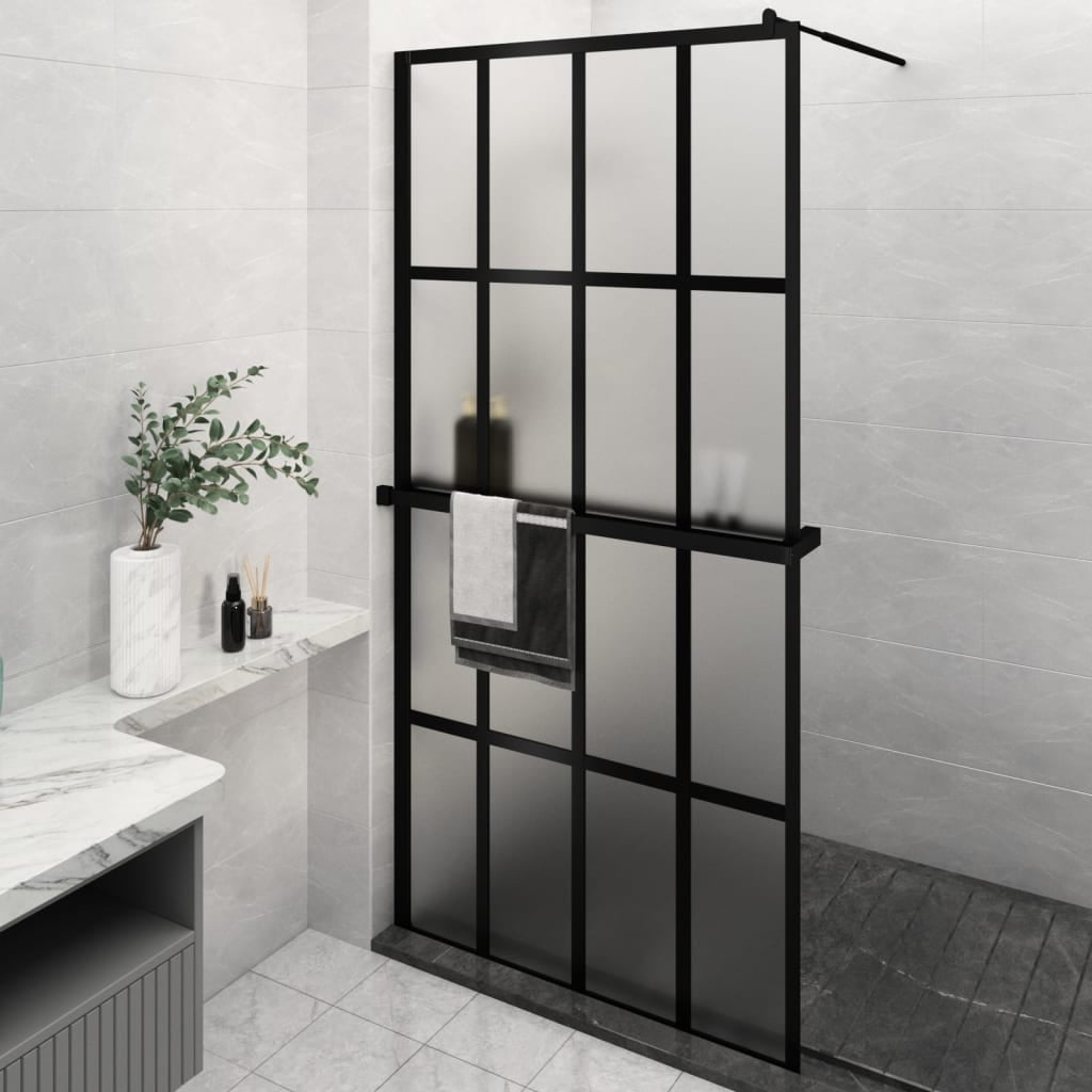 Walk In Shower Inlay Shelf vidaXL Walk-in Shower Wall with Shelf Black 46.5