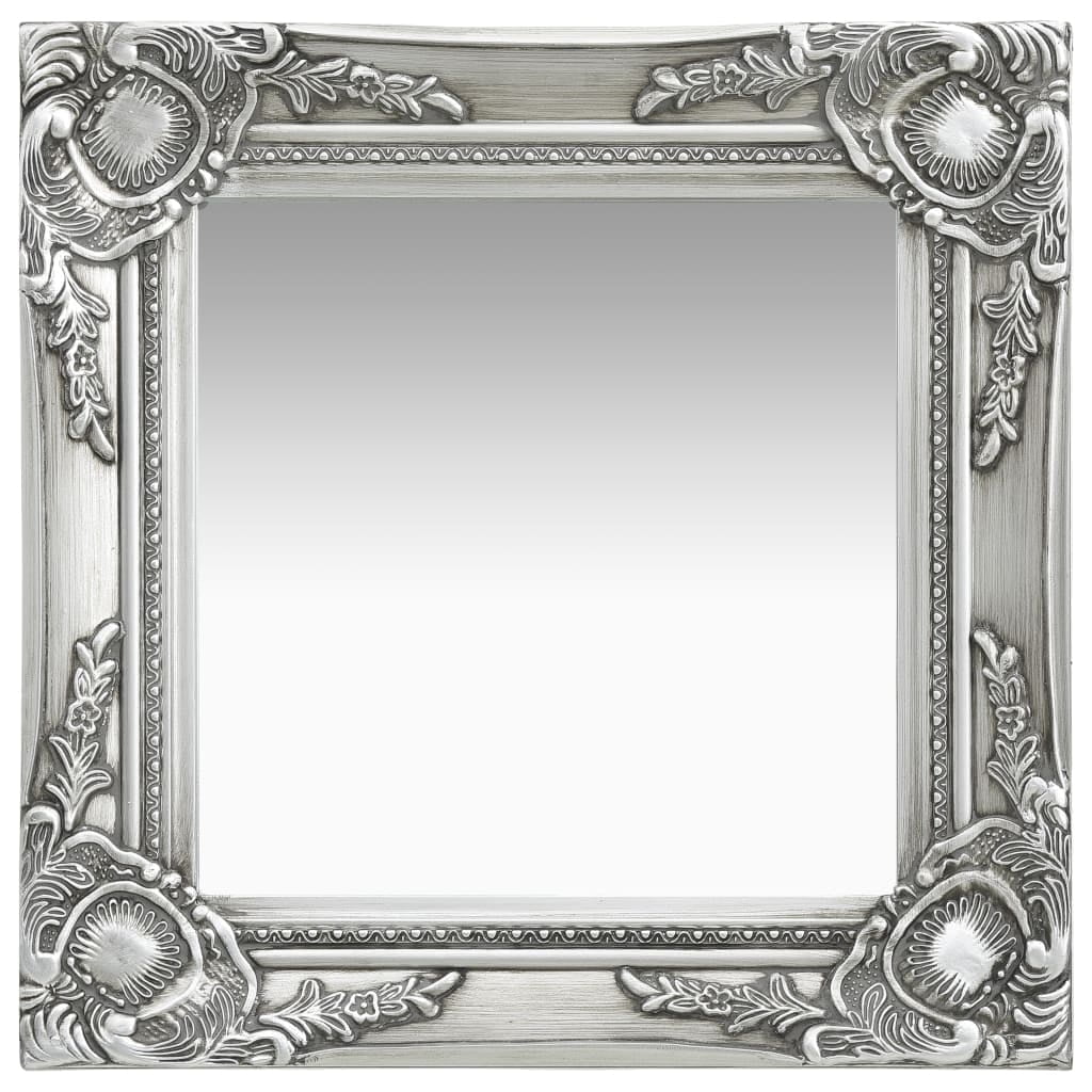 Baroque Silver Square Wood Vanity Mirror 15.7" x 15.7"