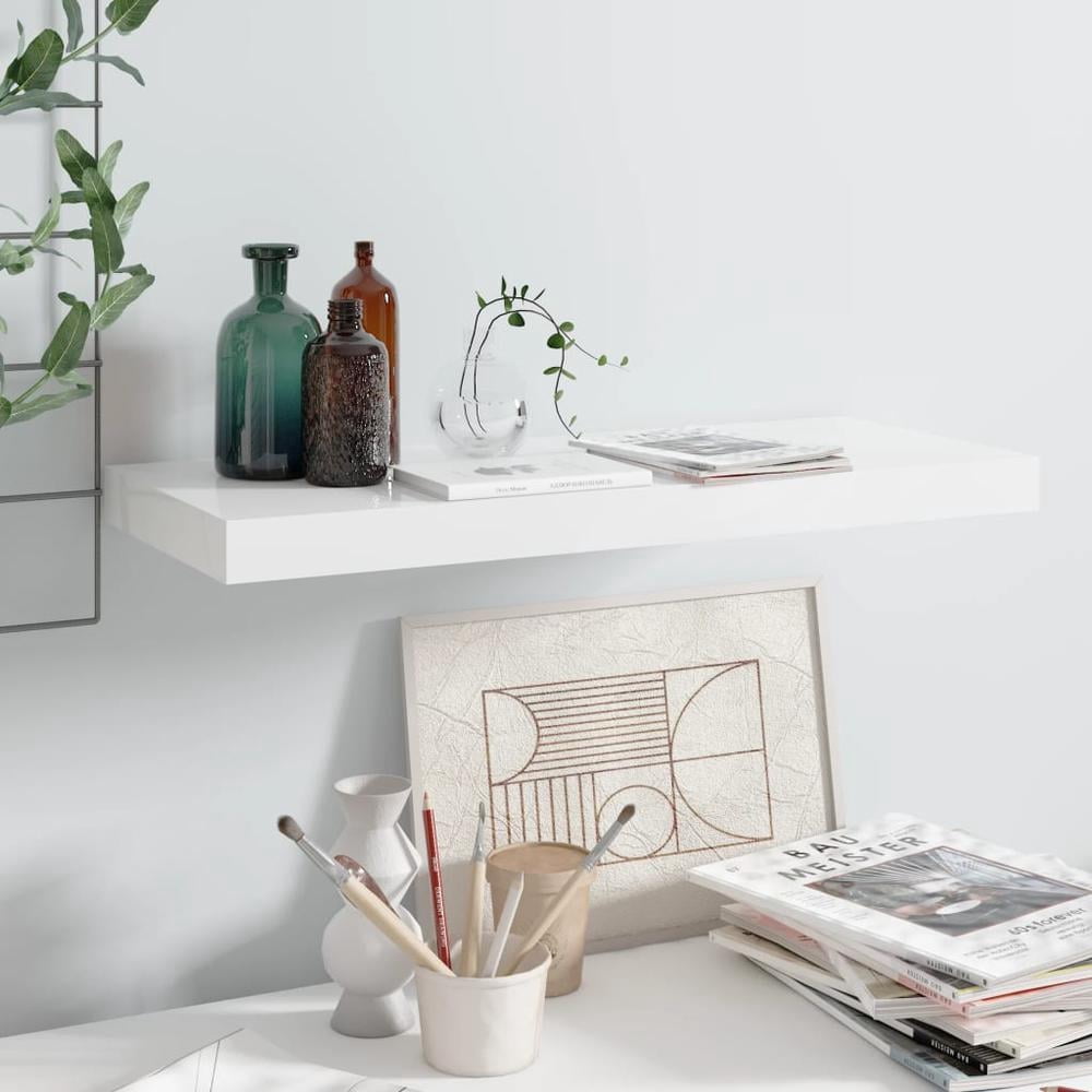 vidaXL Wall Shelf High Gloss White Honeycomb MDF, Metal Small