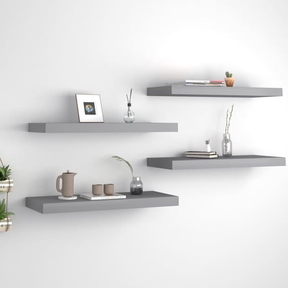 vidaXL 9.3" x 23.6" Gray Floating Shelves