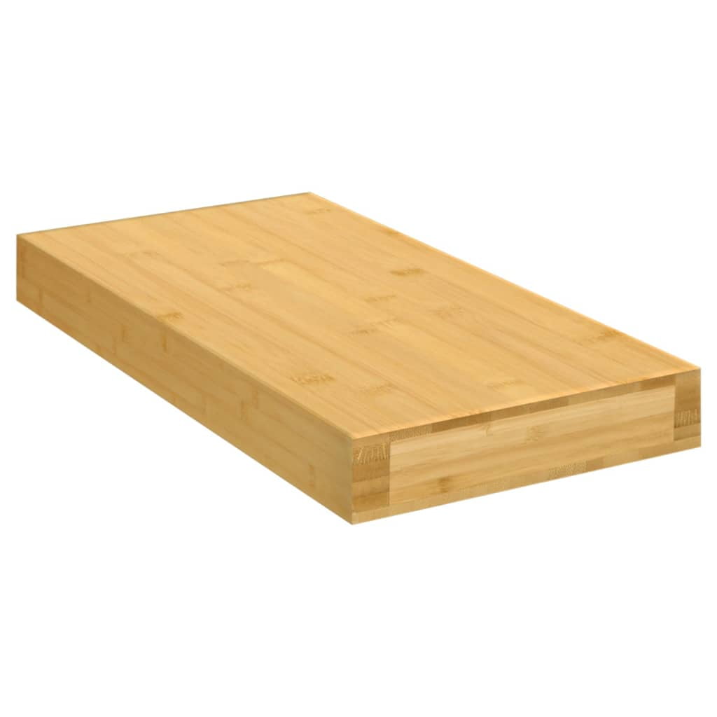 Medium Brown Bamboo Floating Wall Shelf